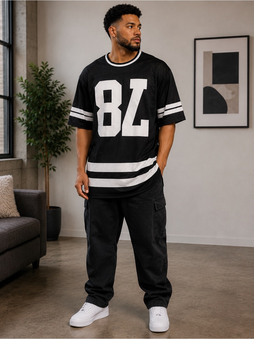 Black & White Athletic Mesh Tee with upside down number Graphic plus a 2nd tee